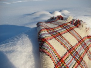 A white shawl on the snow.